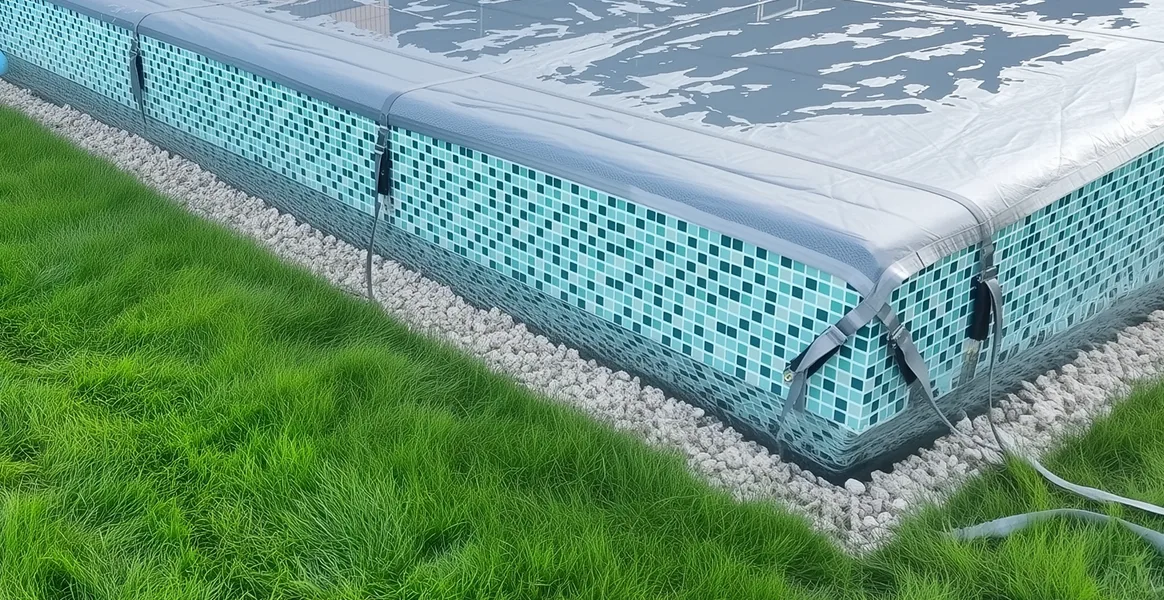 Покрывало для бассейна под снегом — защита зимой в Петрозаводске